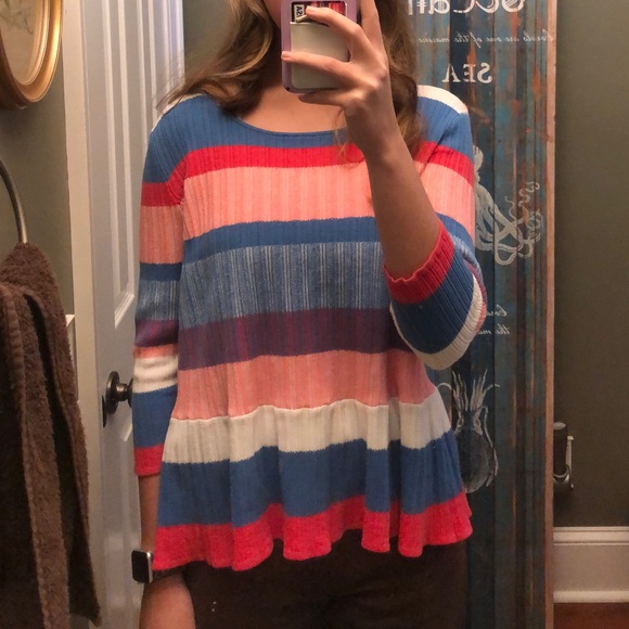 Southern Tide Rosalie Striped Peplum Sweater. Size L - Picture 3 of 4